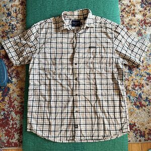 Nautica Men's Vintage Short Sleeve Plaid Button Up Shirt 100% Cotton Size Large